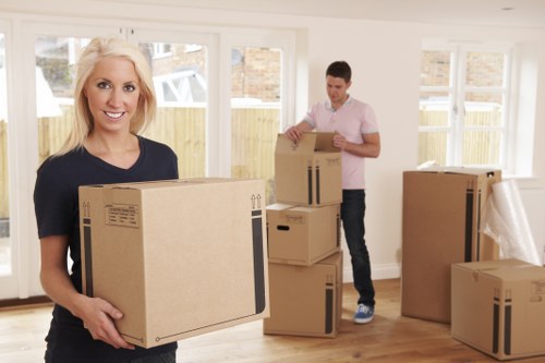 Boxes and household items prepared for a Homerton move