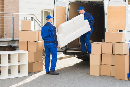 Packed moving van ready for transport from Homerton property