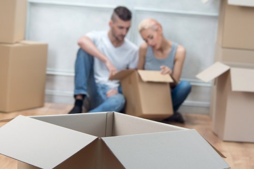 Packed household items ready for local removals in Homerton