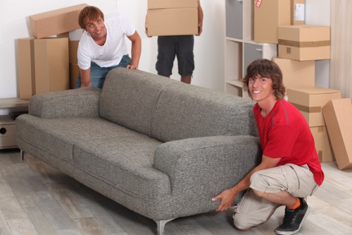 Van being loaded with household furniture for a move in Homerton