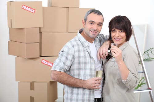 Careful loading of boxes and household items into a van